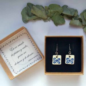 Pendientes cerámica Cuadrados Flor